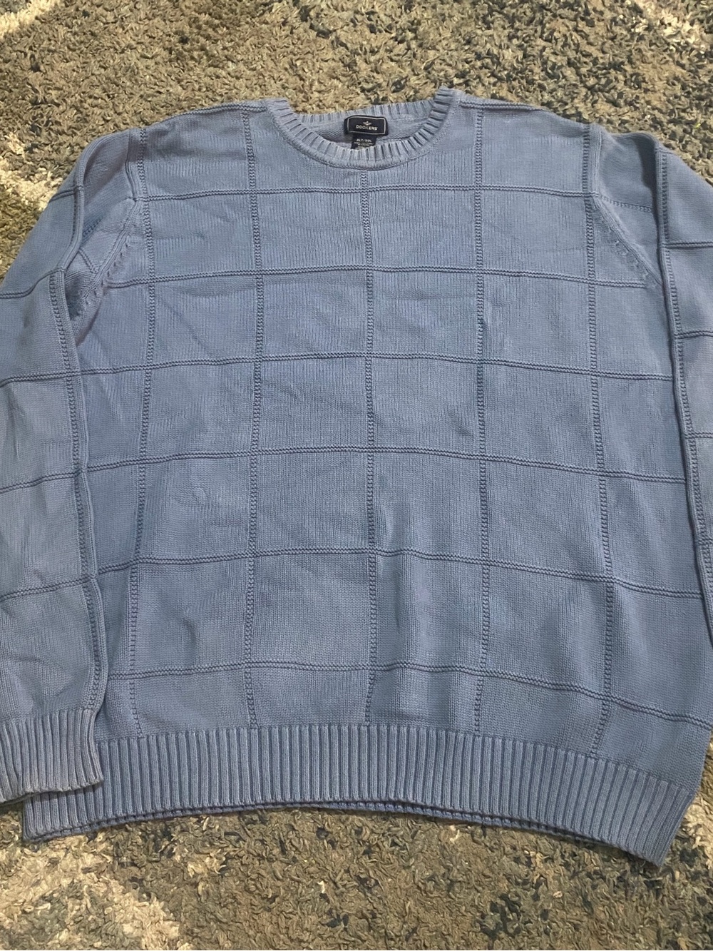 Dockers Men’s Light Blue Grid-Texture Crewneck Sweater